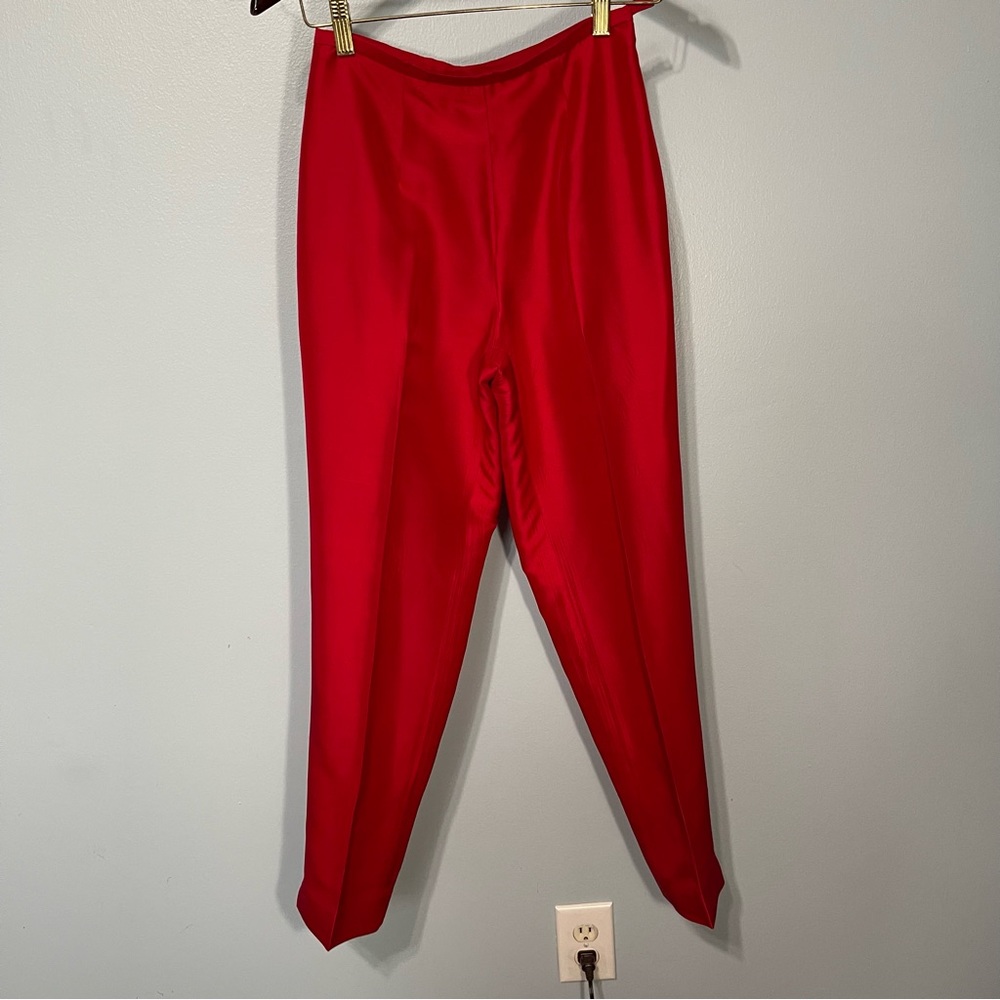 Harris Wallace New York. Pants Women Red Size 4 Pure Silk Side  Zip Flat Front